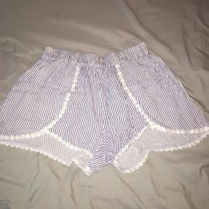 Blue and white sleep shorts